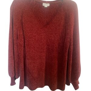 Velvet Heart Burgundy V-Neck Chenille Sweater